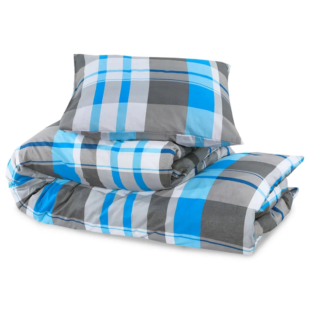 Set Copripiumino Blu e Grigio 200x200 cm in Cotone 136063