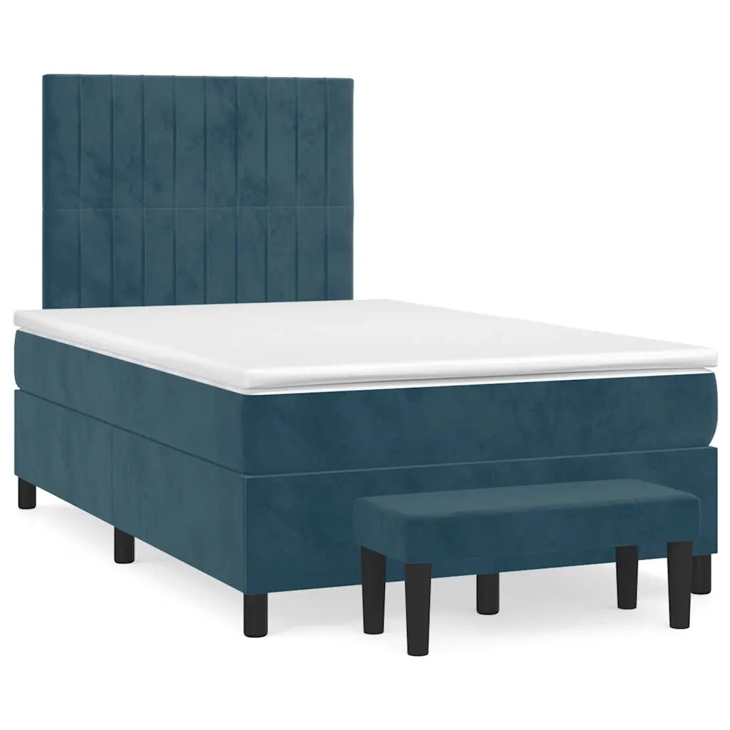 Giroletto a Molle con Materasso Blu Scuro 120x200 cm in Velluto 3137957