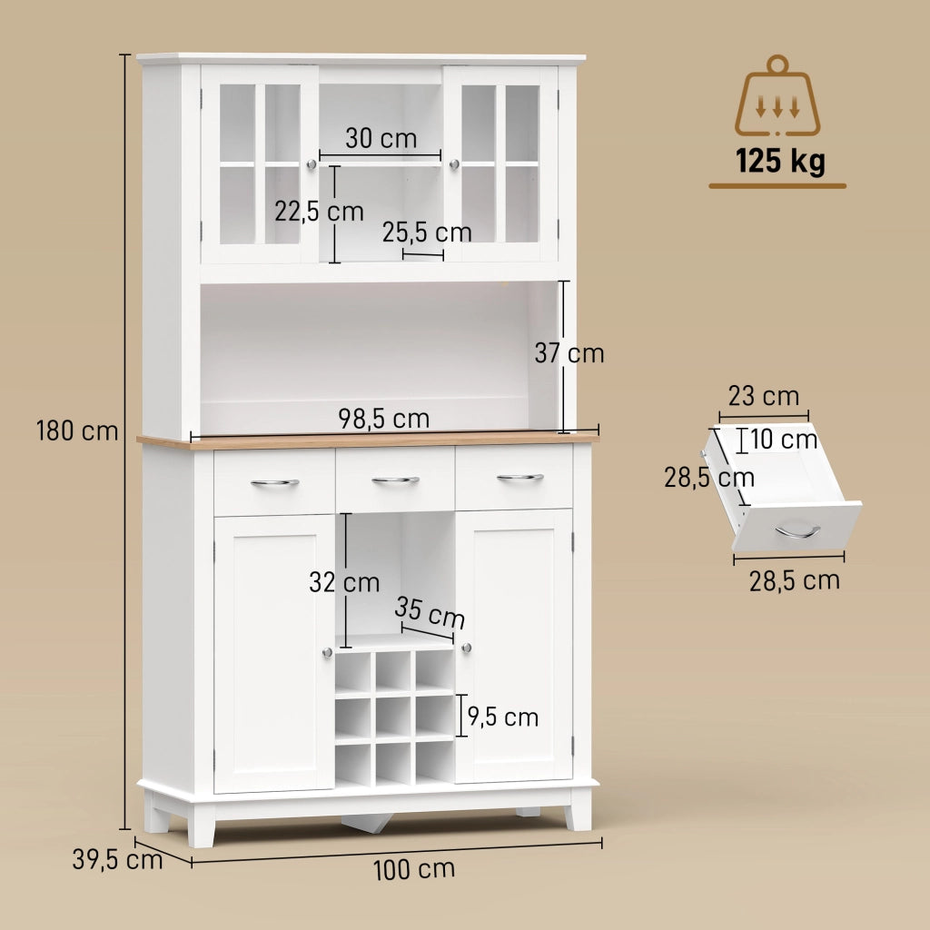 Armadio Cucina con Porte Vetro e Illuminazione LED ¨C Minimal ¨C Bianco