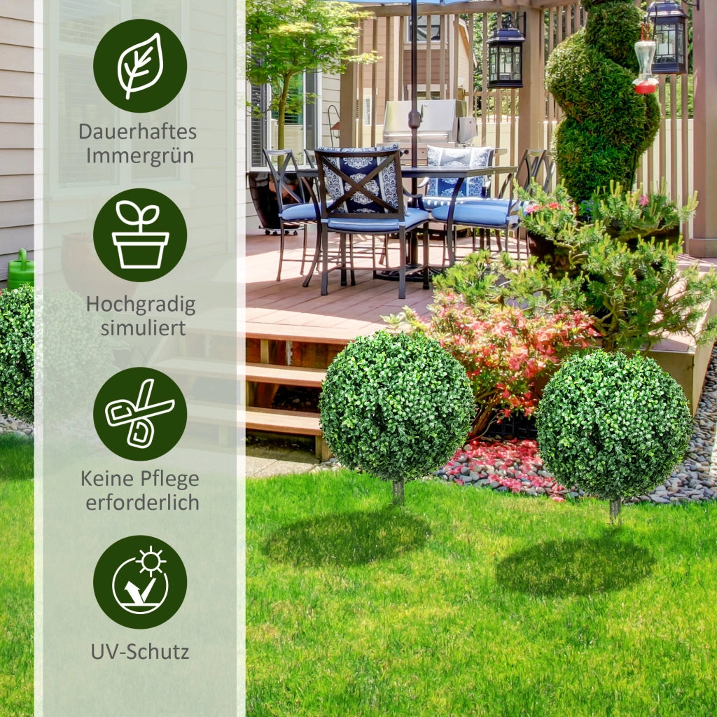 Bosso Artificiale Set 2 Pezzi ¨C Xylo ¨C Verde Realistico Resistente Intemperie 70 cm