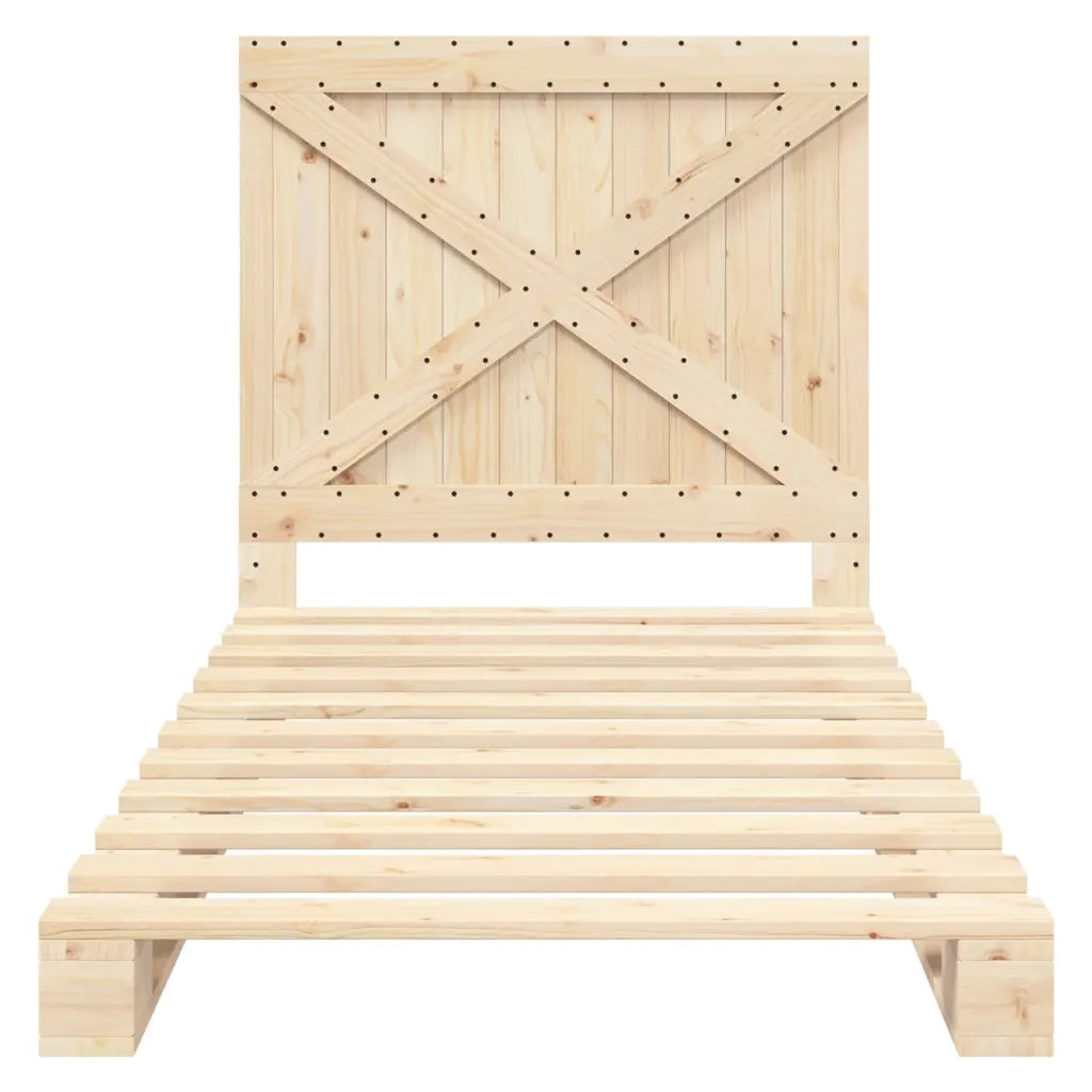 Letto singolo | Letto per adulti | Giroletto con Testiera 100x200 cm Legno Massello di Pino