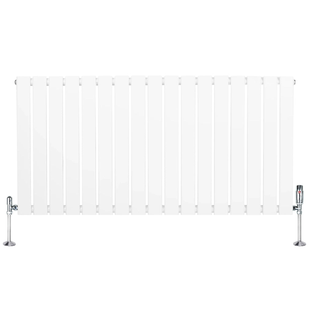 Radiatore Orizzontale 600 x 1190 mm con Valvole TRV Bianco