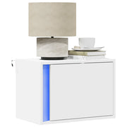 Comodini a Parete con Luci LED 2 pz Bianchi 852090
