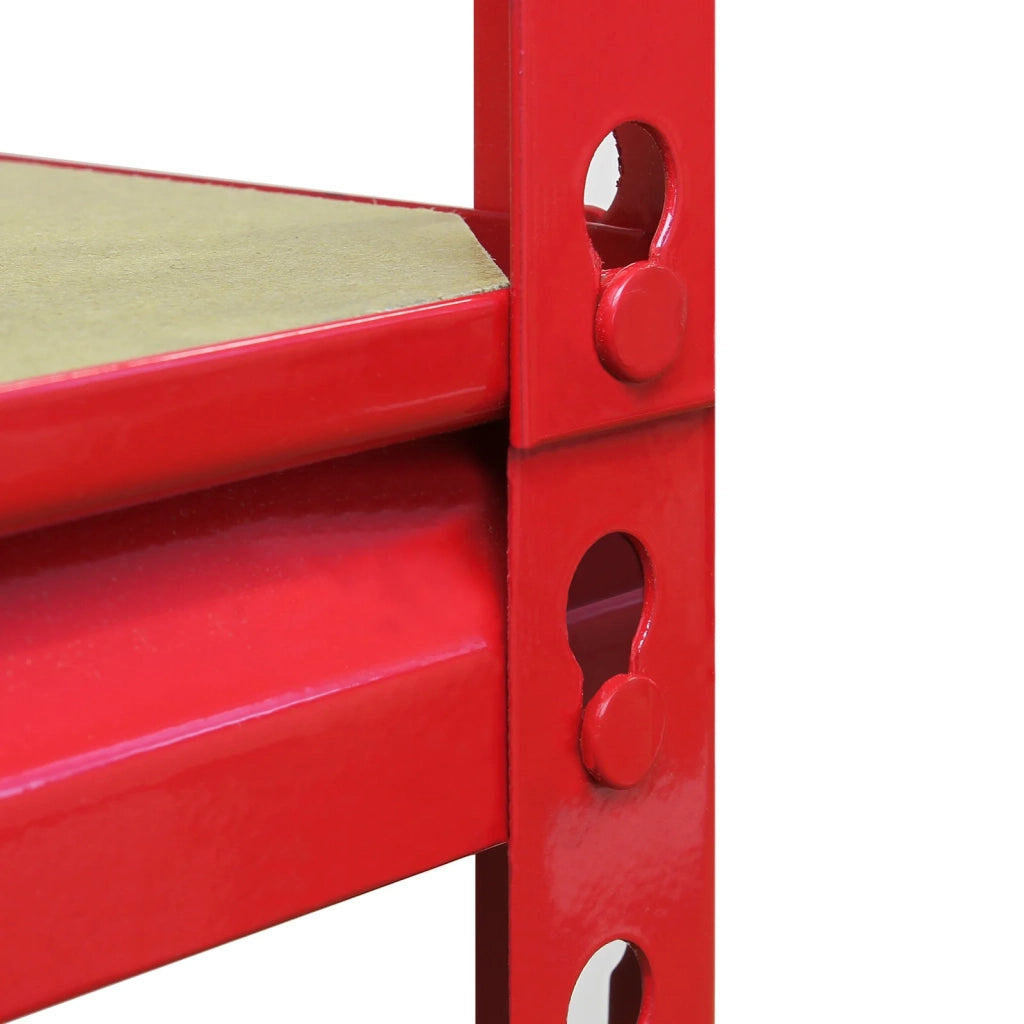 Set Scaffali Metallici ad Angolo 3 Pezzi 90x45x183 cm 5 Ripiani Rosso