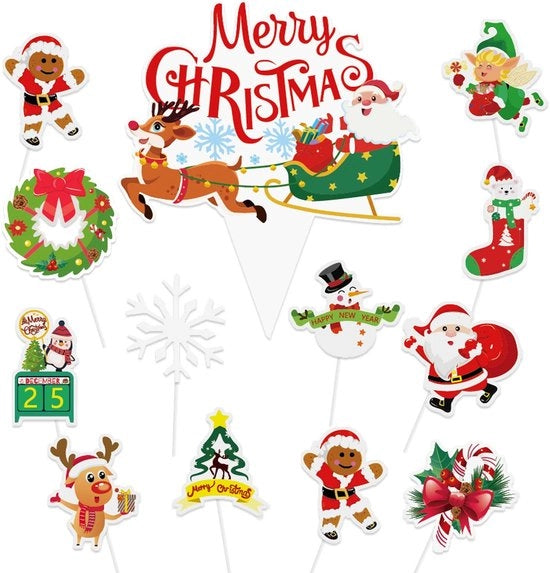 Decorazioni per Torte di Natale 37 Pezzi - Decorazioni per Torte di Natale - Decorazioni per Cupcake - Decorazioni per Torte di Natale a Punte - Decorazioni per Tavola di Natale - Facili da Utilizzare