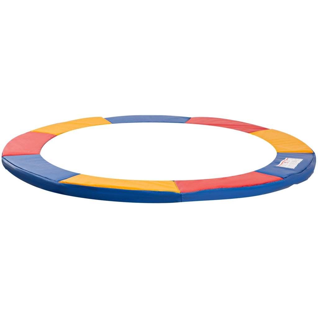 Copertura Tappeto Elastico ?305x1.5 cm Pieghevole e Portatile, Protezione Trampolino da Giardino in Plastica, PE e Schiuma EPE, Rosso, Blu e Giallo