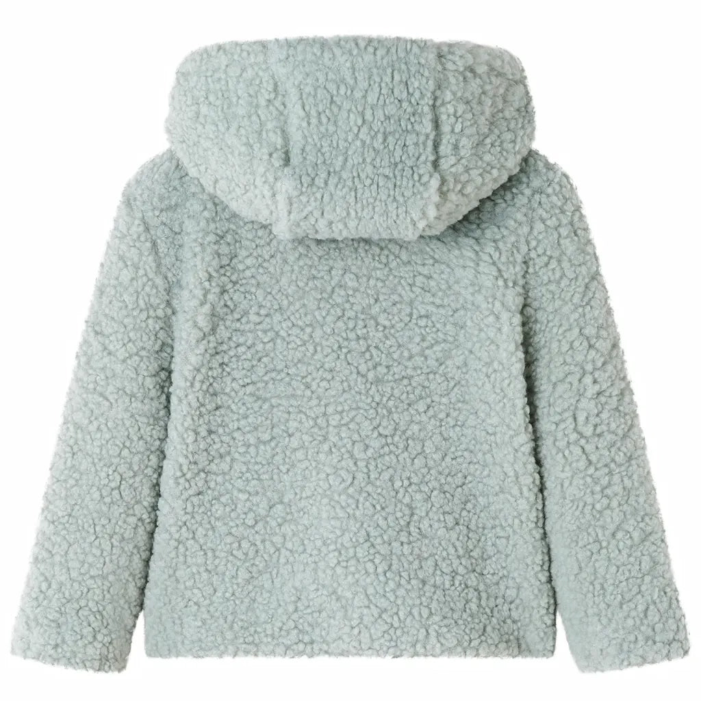 Giacca con Cappuccio Bambina Pelliccia Sintetica Teddy Verde Menta 116 CFW7601820
