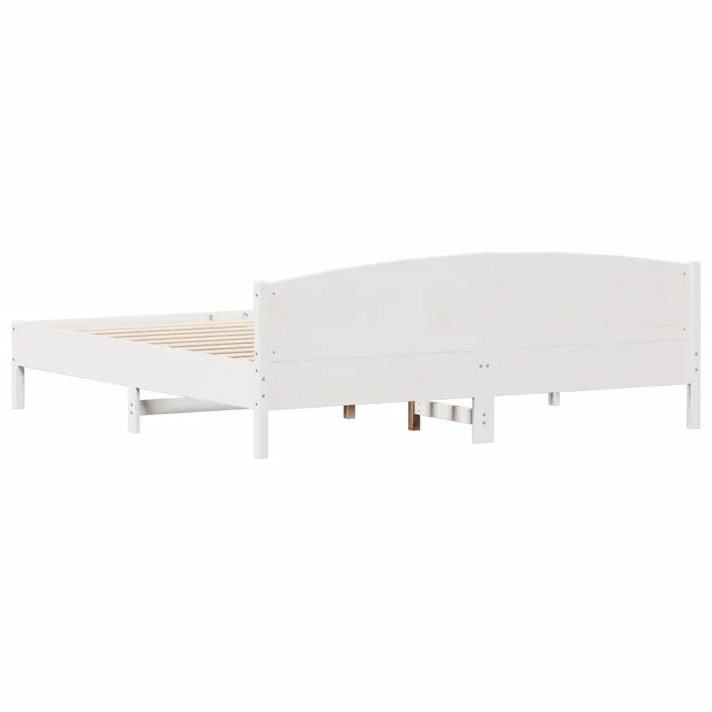 Giroletto senza Materasso-Struttura Letto Bianco 180x200 cm Legno Massello Pino 990537