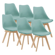 Set Fläten di 6 Sedie da Sala con Seduta Imbottita Rivestimento in Similpelle Menta Verde [en.casa]