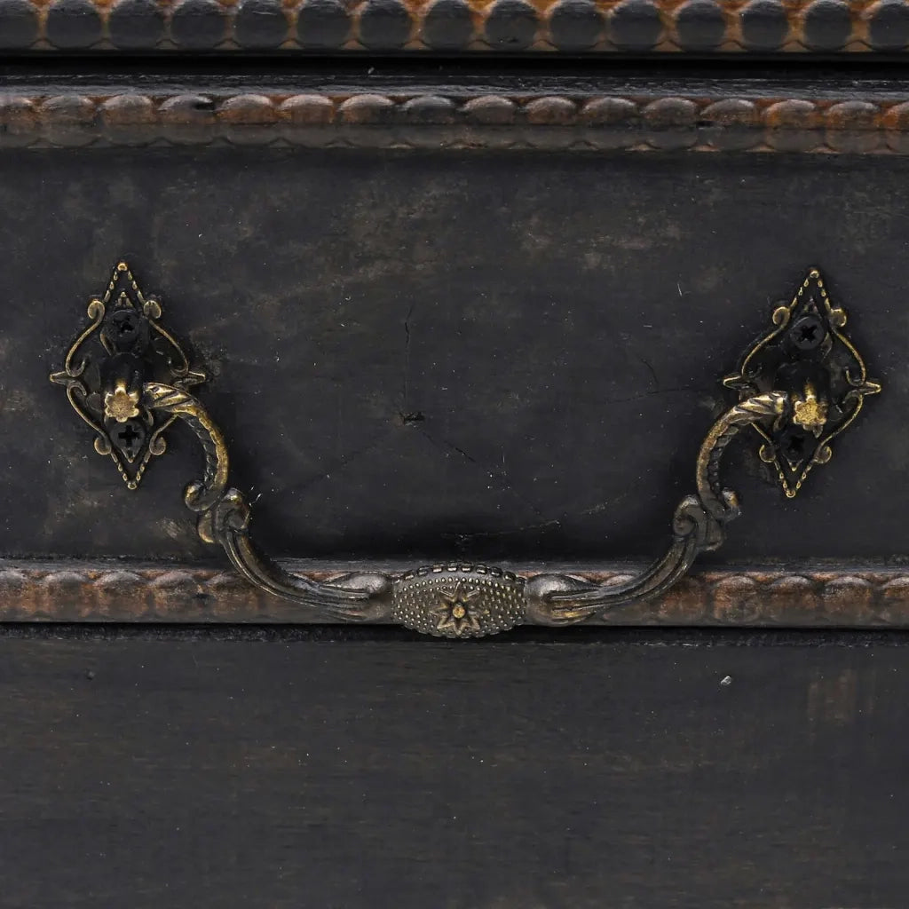 Baule del Tesoro in Legno Grande Nero 60797