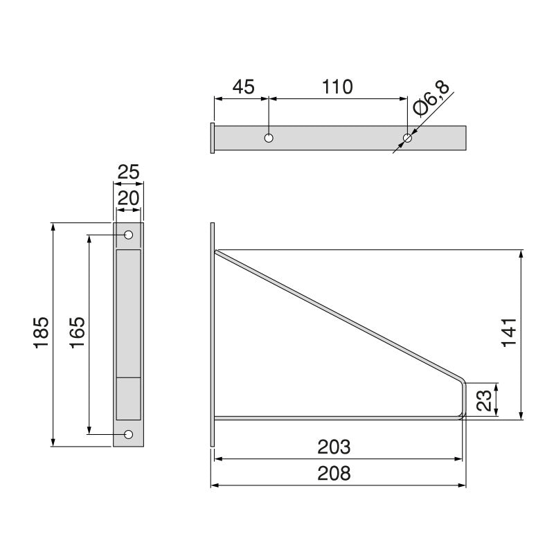Set di supporti per mensole in legno Shelf con forma triangolare, Acciaio, Verniciato nero
