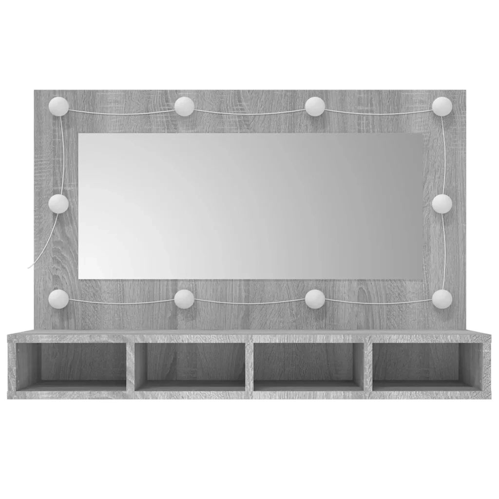 Mobile a Specchio con LED Grigio Sonoma 90x31,5x62 cm 820458