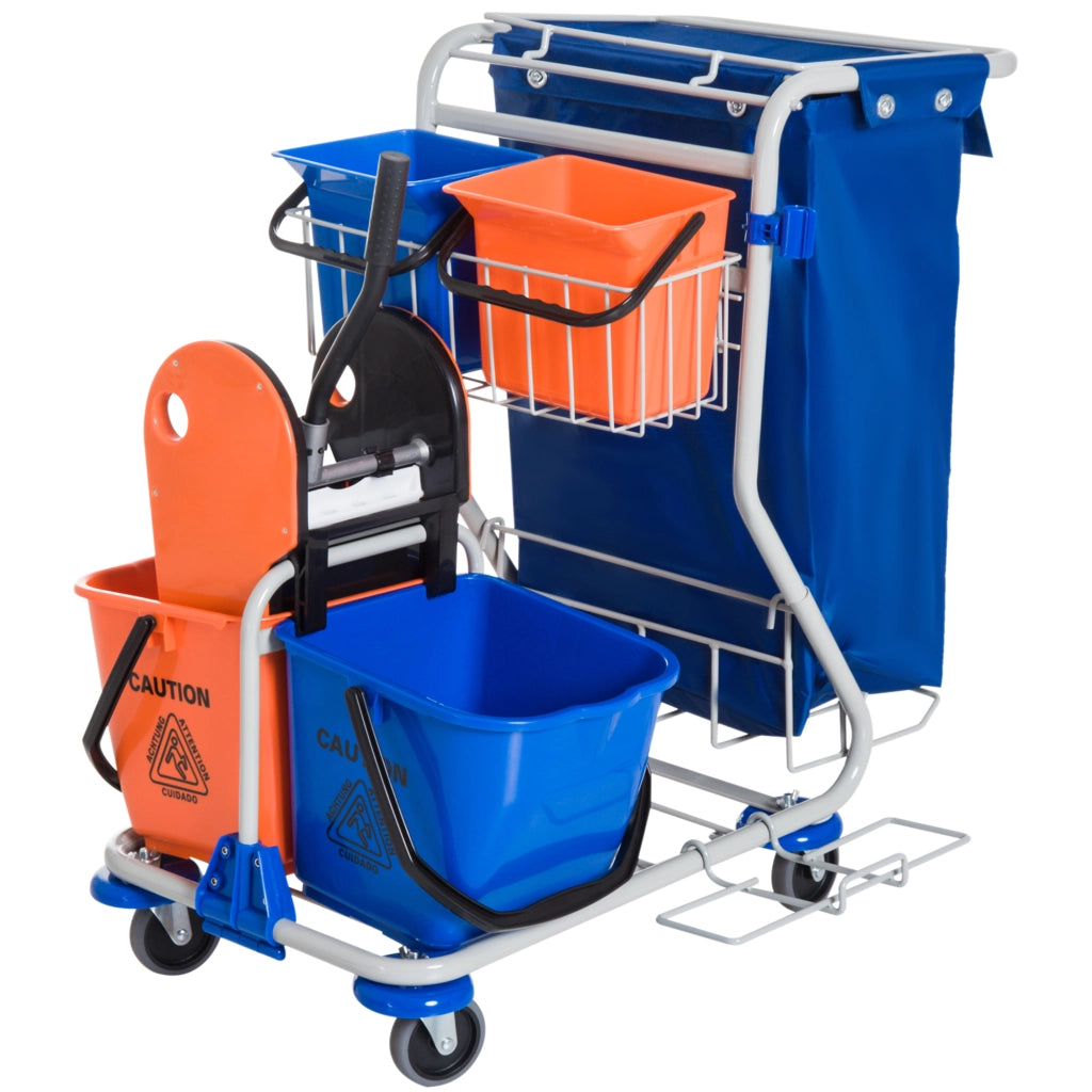 Carrello per pulizie con secchi e cestino ¨C Minimal ¨C 93x80x97 cm