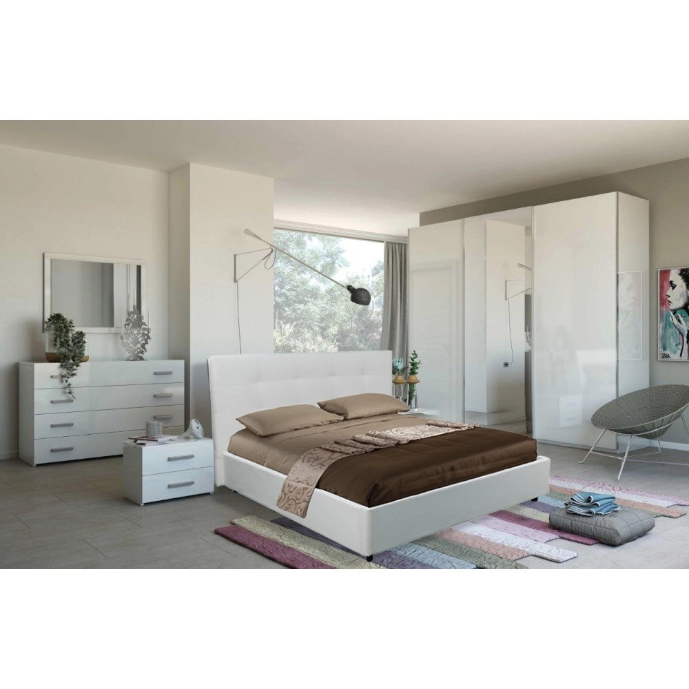 Camera da letto bianco laccato Amara con armadio 3 ante scorrevoli