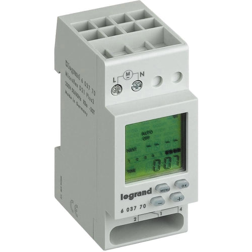 LEGRAND MICROREX D21PLUS, INTERRUTTORE ORARIO SETTIMANALE - 1 CANALE - 28 PROGRAMMI - 2 MODULI - 1NO/NC