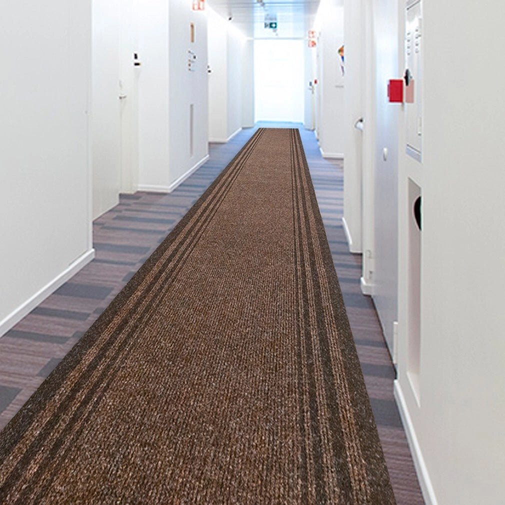 Tappeto Passatoia Antiscivolo 67x450 cm Interno Esterno Corridoio Scala Assorbente Marrone
