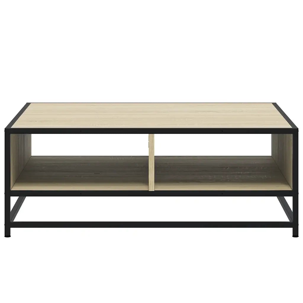 Tavolino-Tavolino da soggiorno-Tavolo Rovere Sonoma 80x80x30 cm in Truciolato e Metallo