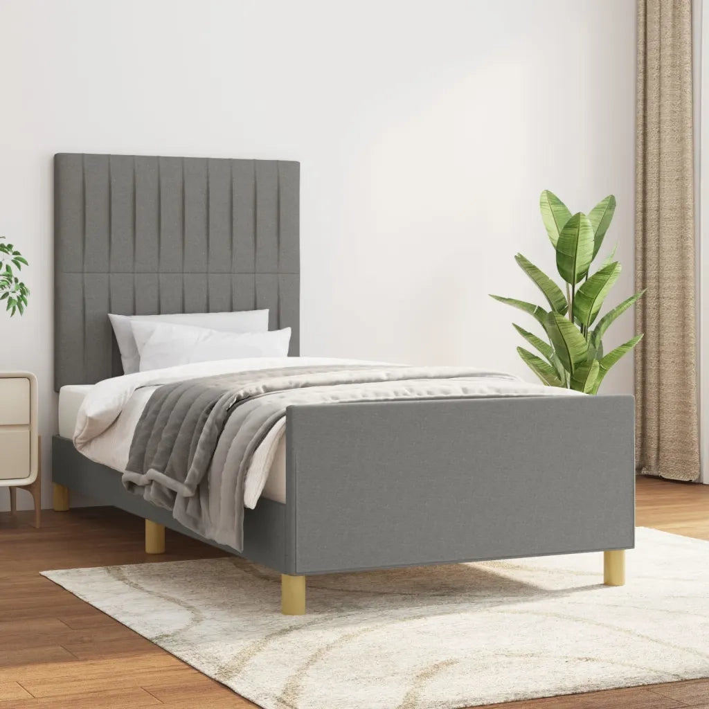 Letto singolo | Letto per adulti | Giroletto senza Materasso Grigio Scuro 90x190 cm Tessuto