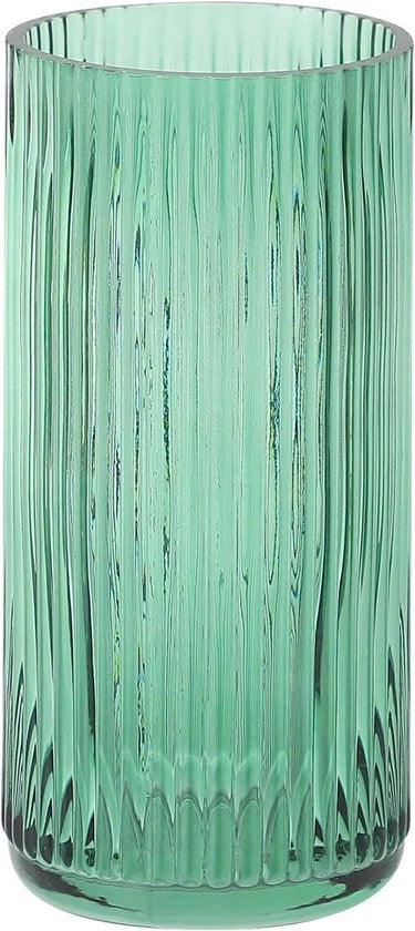 Vaso di Vetro a Spine con Riccioli - Vasi di Vetro per Fiori - Vaso Ribbato per Camera da Letto - Salotto - Ufficio - Soggiorno - 20cm