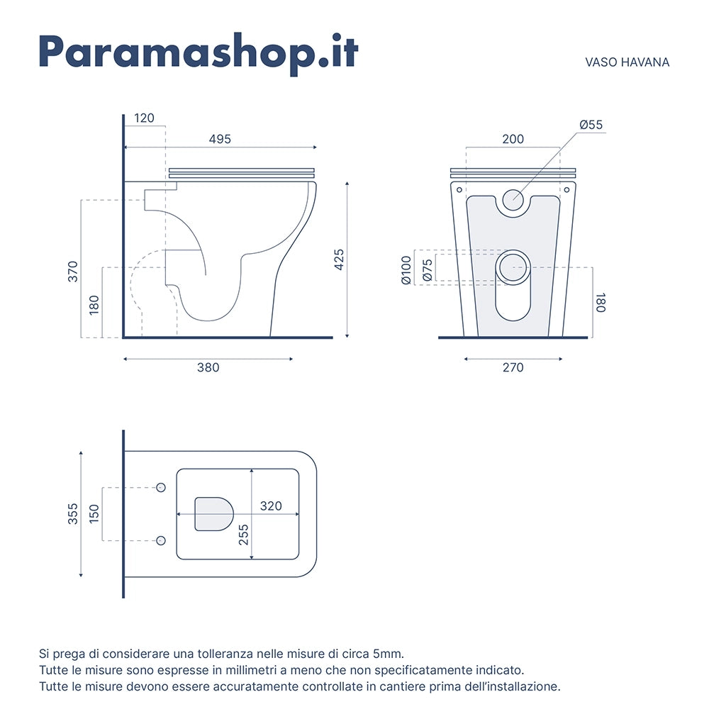 Coppia di sanitari filomuro rimless in ceramica bianca: vaso bidet e copriwc soft-close | Havana
