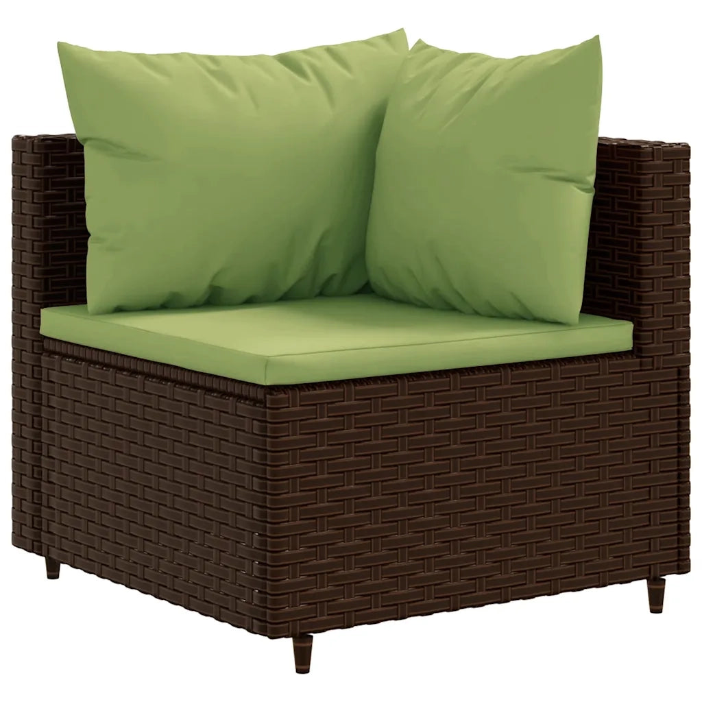 Set Mobili da Giardino 6pz con Cuscini in Polyrattan Marrone 3308070