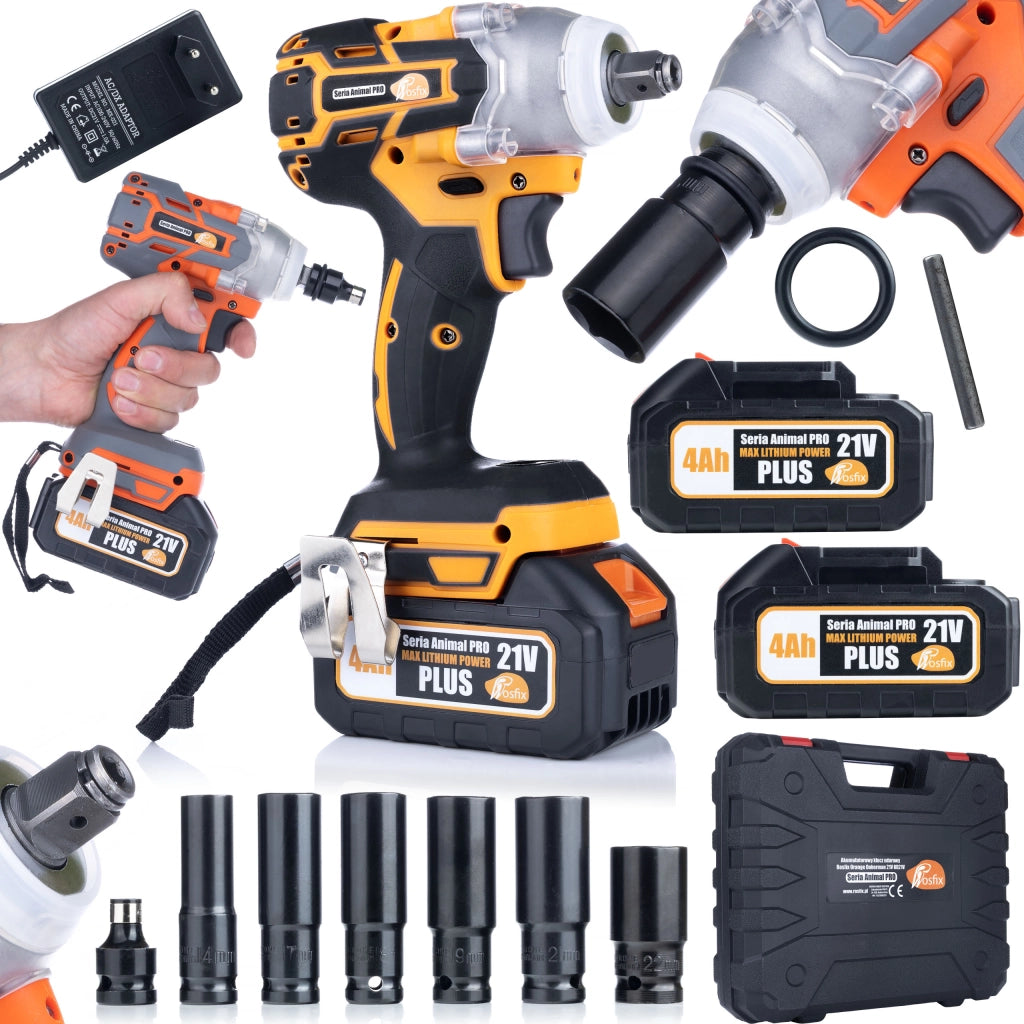 Chiave a Impulsi a Batteria 21V Rosfix Orange Doberman – 350 Nm, 2x Batterie 4Ah, Set Accessori | Alta Potenza e Durata