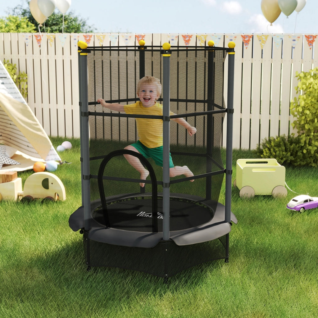 Trampolino per Bambini ¨C Xylo ¨C ?140 cm con rete di sicurezza, acciaio e plastica, portata 50 kg, nero