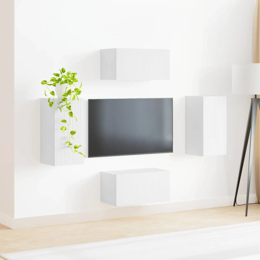 Set mobile TV 4 pcs Bianco Legno multistrato 3409150