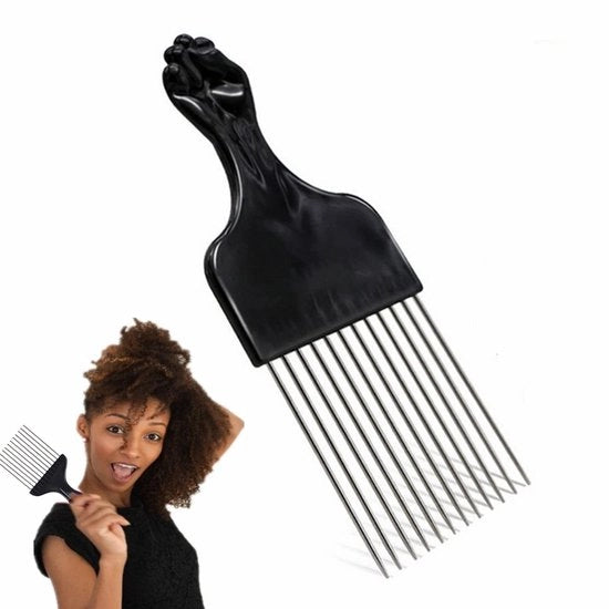 Kam Antistatico per Capelli Afro - Krullend Kapsel - Peso Leggero - Materiale di Alta Qualità Kunststof/Staal - Denti Larghi - Krulkam