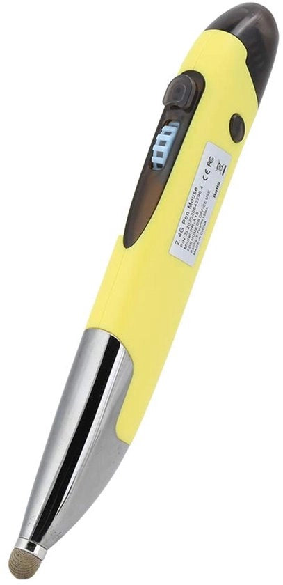 Penna Stilo con Ruota di Scorrimento - Colorazione Gialla - Compatibile con PC e Tablet - Funzione di Ricarica della Mouse - Incluso Adattatore e Tasca di Ripiegamento