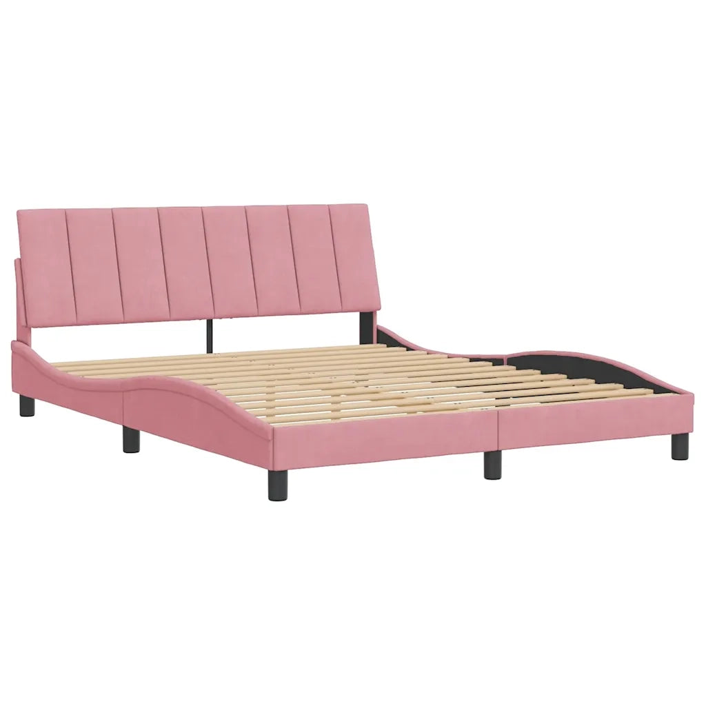 Letto matrimoniale | Letto per adulti | Giroletto senza Materasso Hanko Rosa 160x200 cm in Velluto