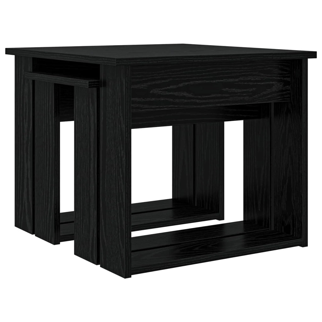Set di Tavolini da Caffè 2 pcs Rovere Nero Legno multistrato 8000125