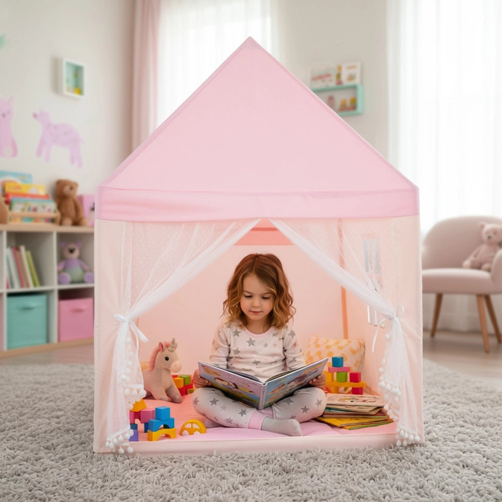Tenda da gioco per bambini grande tenda casetta con materassino imbottito, Tenda con zanzariera e 2 finestre