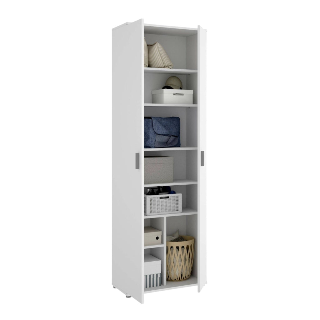 Armadio multiuso Apro, Mobile multifunzione portaoggetti, Guardaroba a 2 ante, 61x35h190 cm, Bianco