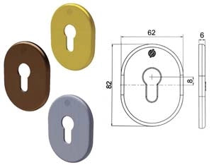 MOSTRINA INTERNA/ESTERNA CILINDRO EUROPEO SERIE T  mm.62X82X6 all.anodizzato bronzato (4302KF4)    SECUREMME