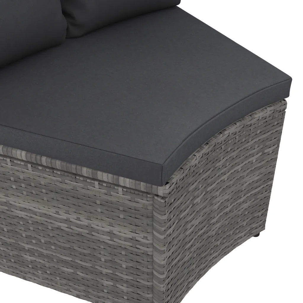 Set Divani da Giardino 9 pz con Cuscini in Polyrattan Grigio 3064899