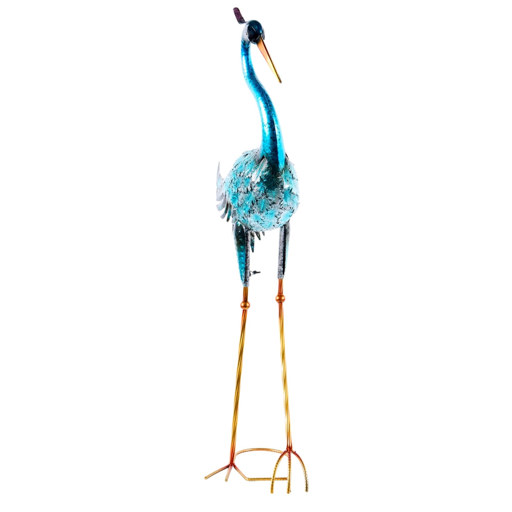 Statua da giardino in ferro blu, scultura di animale in piedi a grandezza naturale realizzata a mano