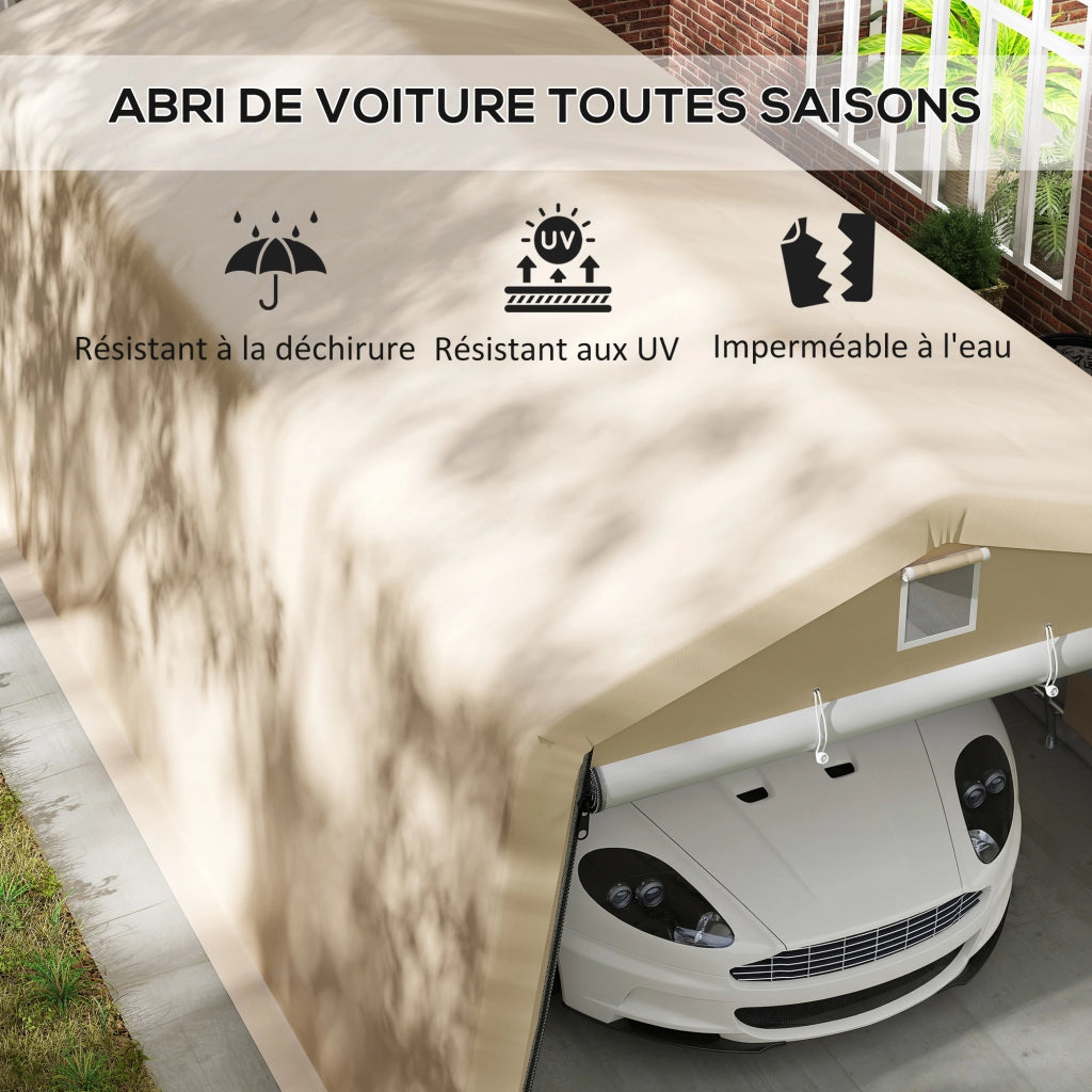 Tenda Garage Carport ¨C zephmum ¨C 6,2x3,3x2,4 m Acciaio Galvanizzato PE 150 g/m2