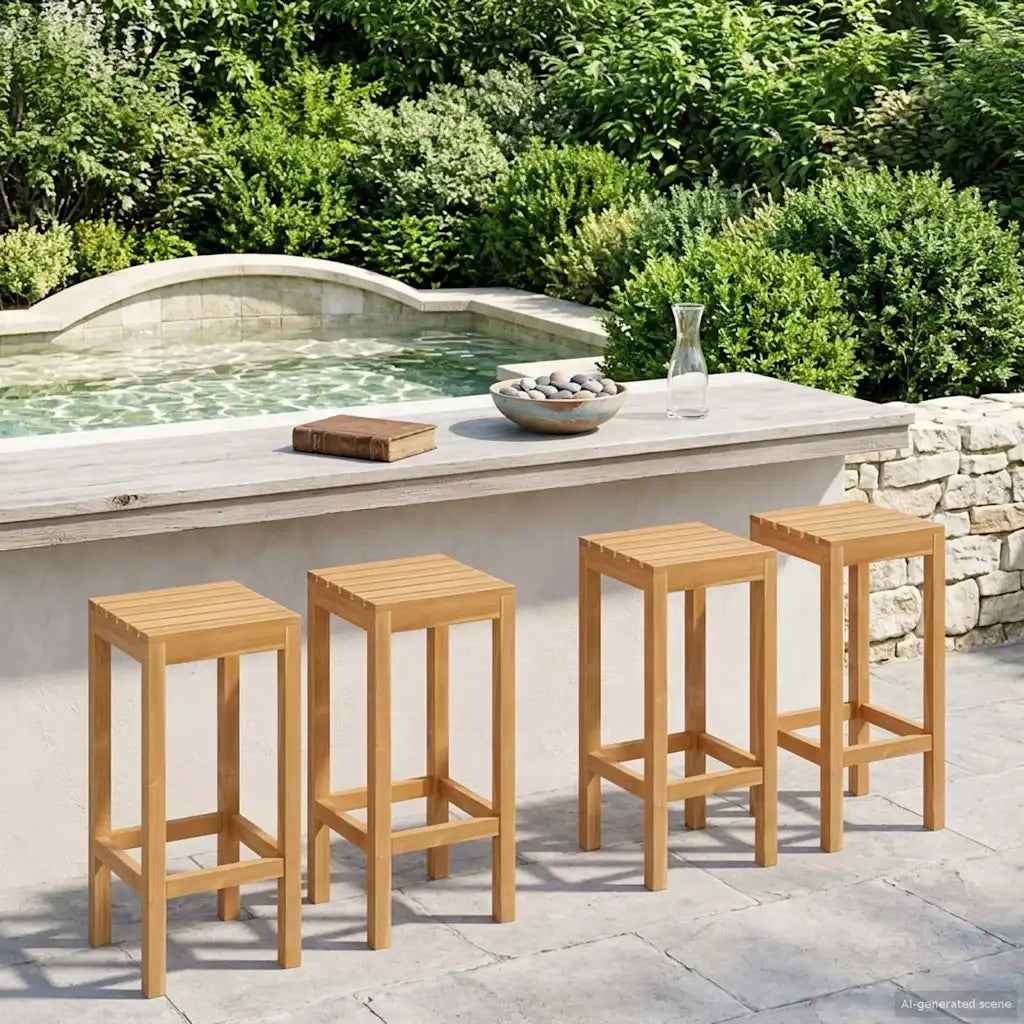Sgabello da bar 4 pcs Marrone Legno di teak solido 42030010