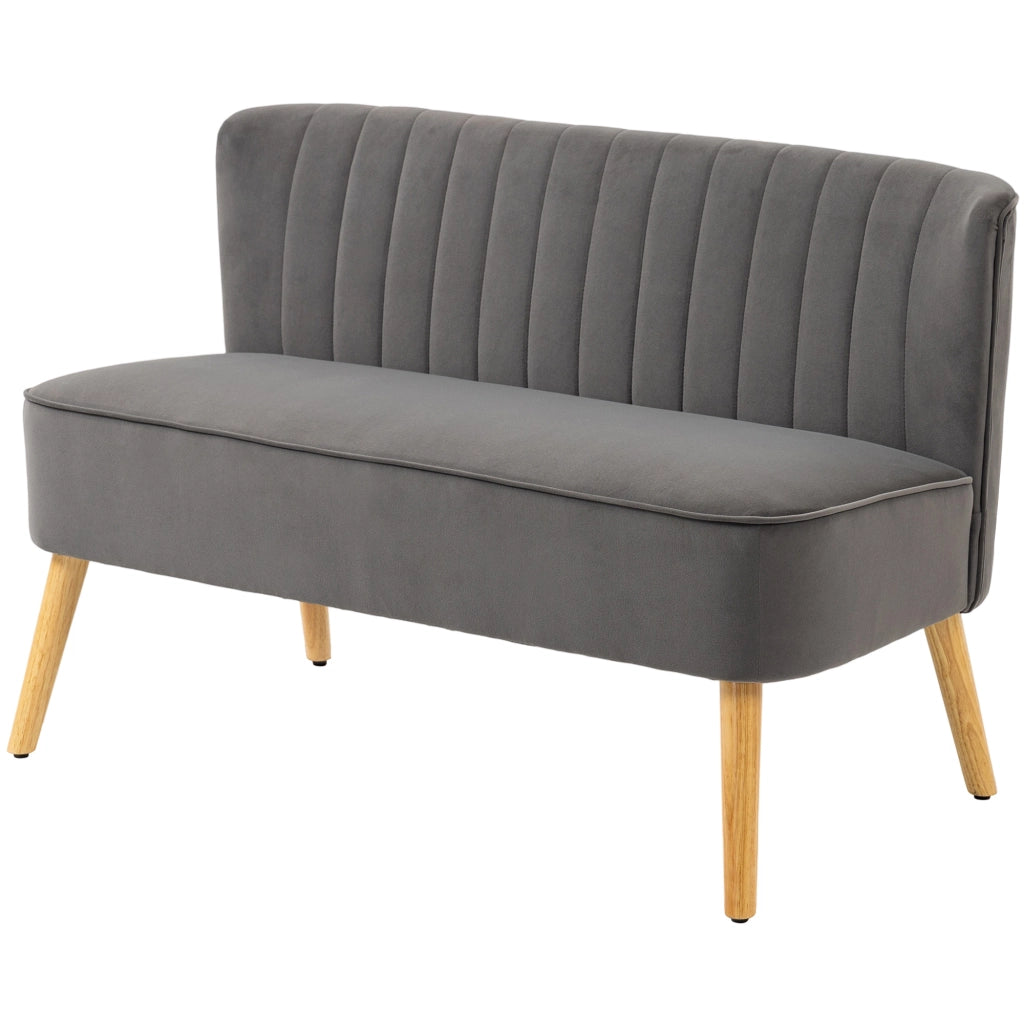 Divano 2 Posti Retrodesign ¨C Minimal ¨C Legno Grigio Scuro 117x56.5x77