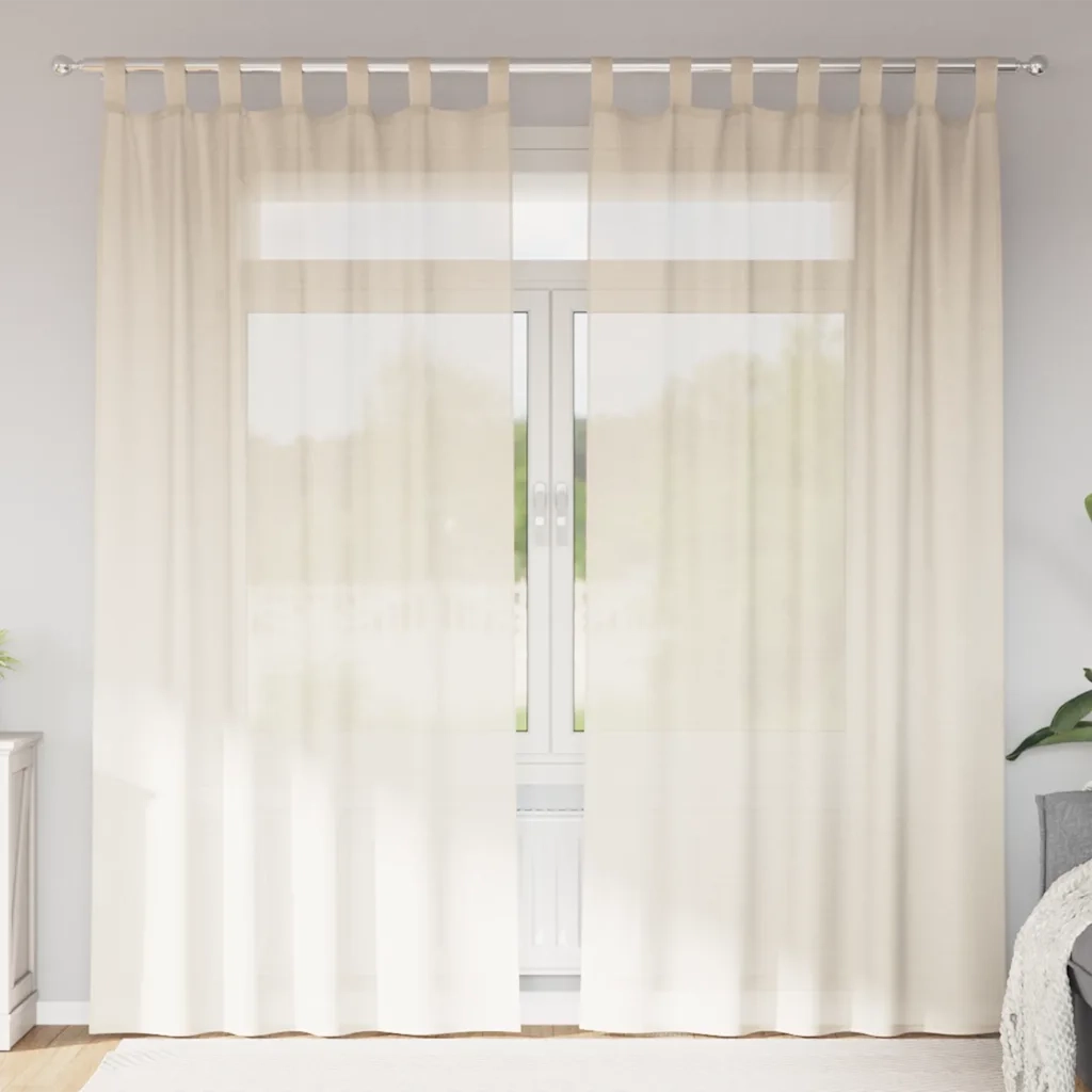 Tende in Voile con Linguetta 2 pz Crema