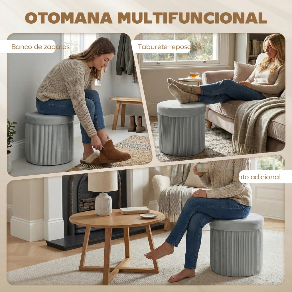 Pouf con cassetti ¨C Minimal ¨C Grigio scuro 38x38x38 cm