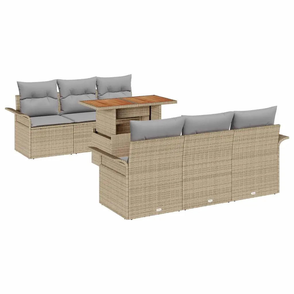 Set Divano da Giardino 7 pcs Beige Poly Rattan 3358016