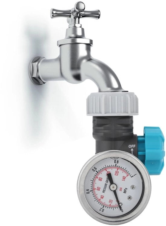 Regolatore di pressione idraulica regolabile - valvola di regolazione della pressione con manometro - 140 psi/10 bar.