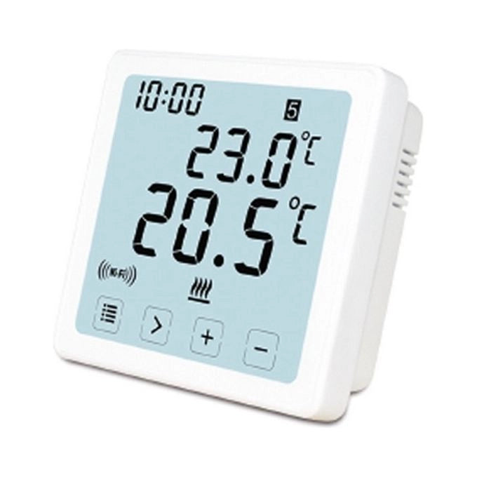 Avidsen 103955 Cronotermostato WiFi Touchscreen LCD programmabile 6 periodi controllo remoto app AviControl colore Bianco