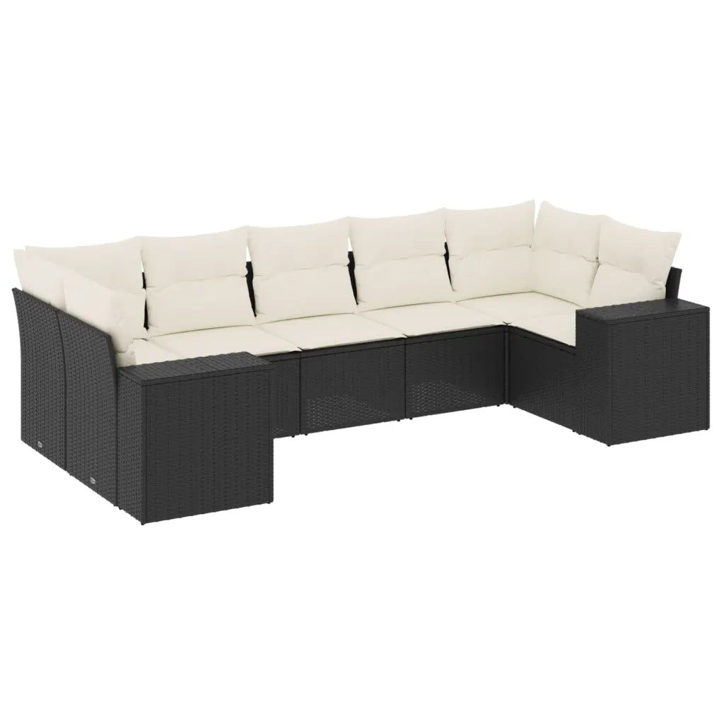 Set Divani da Giardino con Cuscini 7pz Nero Polyrattan 3255323