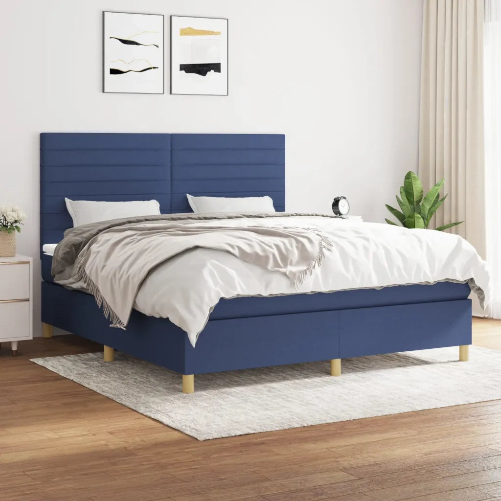 Giroletto a Molle con Materasso Blu 160x200 cm in Tessuto 3142431