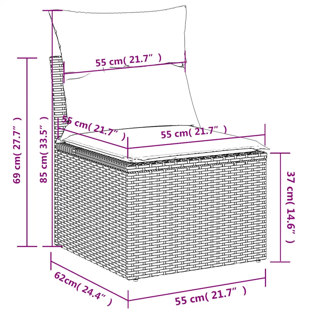 Set Divani da Giardino 11 pz con Cuscini Polyrattan Marrone 3218303