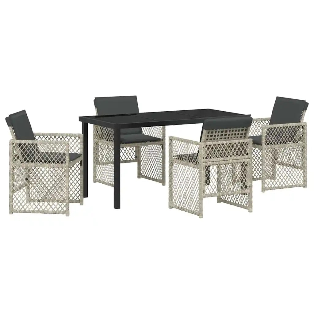 Set da Pranzo per Giardino 5 pcs Grigio chiaro polyrattan