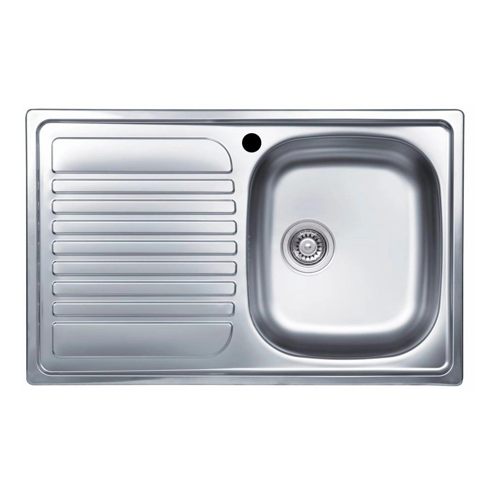 Lavello incasso cucina acciaio 79x50 cm una vasca e gocciolatoio sinistro Classic 273SX